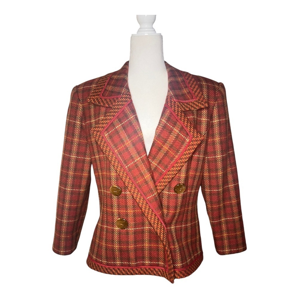 Vintage Wool 1970’s Plaid Coat 12 - Picture 5 of 8